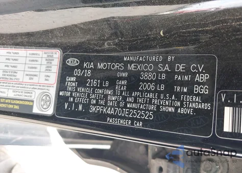 2018 Kia Forte Lx from USA, damaged, VIN 3KPFK4A70JE252525